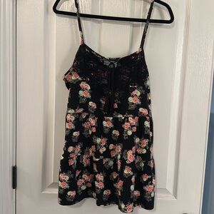 Vintage slub scoop neck tiered babydoll top.